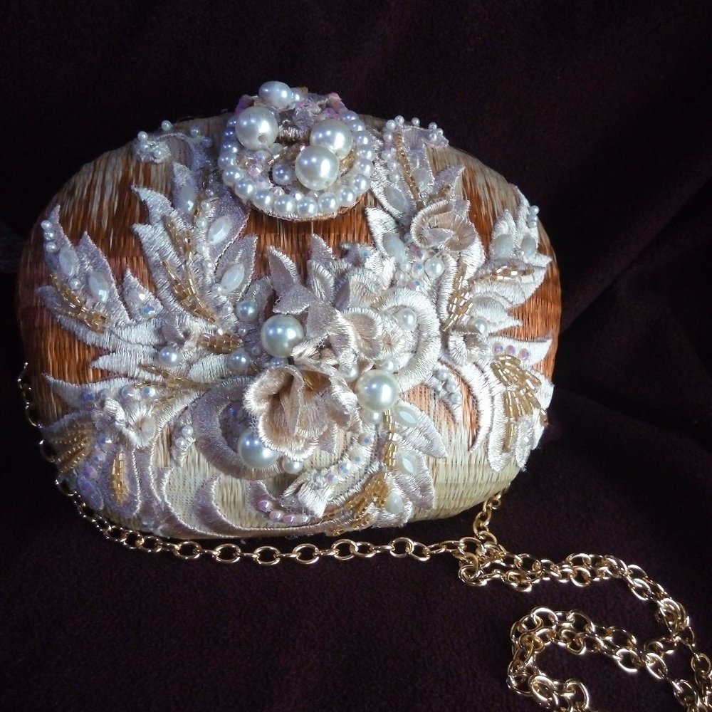Embroidered Handmade Hardcased Reed bag